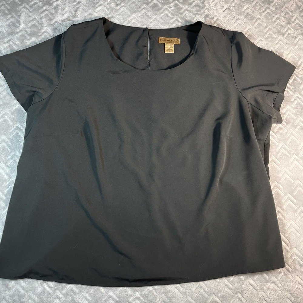 Notations Clothing Co. Polyester Microfiber Women's Black Blouse Plus Size 3X